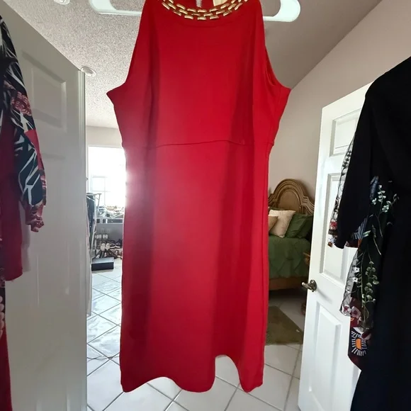 MICHAEL Michael Kors Red Chain-Detail Mini Dress - Picture 2 of 10